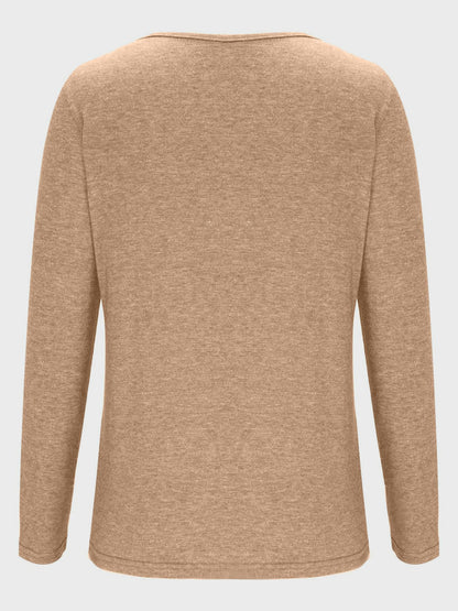 Crisscross V-Neck Long Sleeve T-Shirt